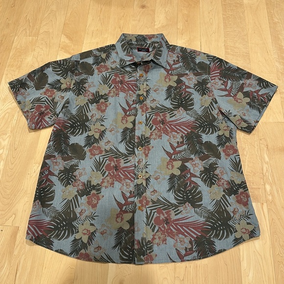 Untuckit Men’s Desisto Floral Print Short Sleeve Button Up Shirt - Picture 2 of 6